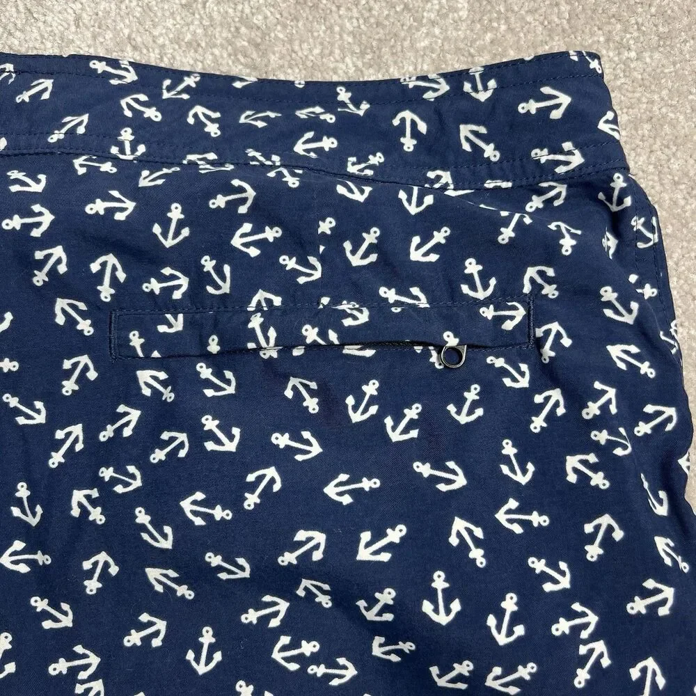 J.Crew  100% Nylon Men’s 32 Anchor‎ Print Shorts Pockets Drawstring
